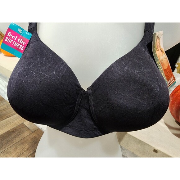 Vanity Fair Body Shine Full Coverage Wirefree T-Shirt Bra Soft 72298 Black 42B - Picture 4 of 8